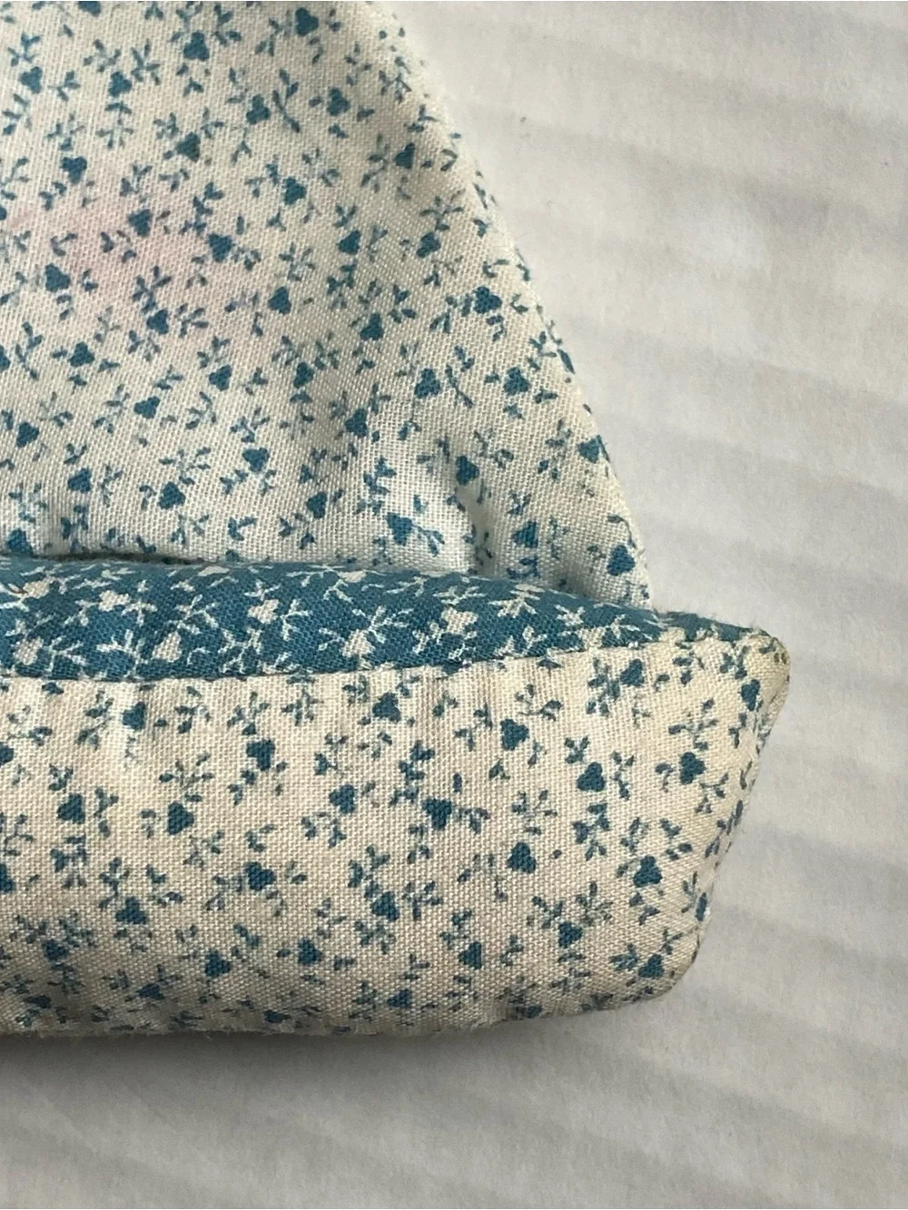 Vintage Sailboat Xmas Ornament Handmade Chintz Fabric Blue Sail Boat Beach Ocean